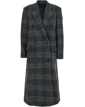 Isabel Marant Checks Peaked Lapel Trench Coat - Black
