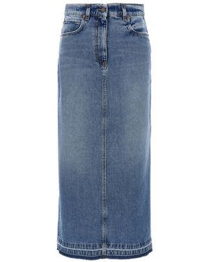 Fortela Distressed Cotton Denim Skirt - Blue
