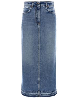 Fortela Distressed Cotton Denim Skirt - Blue