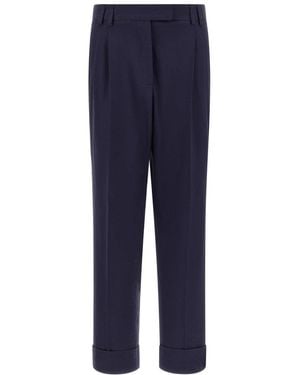 Alberto Biani Dark Straight Pleated Trousers - Blue