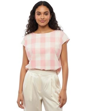 Woolrich Checks Round Neck Top - Pink