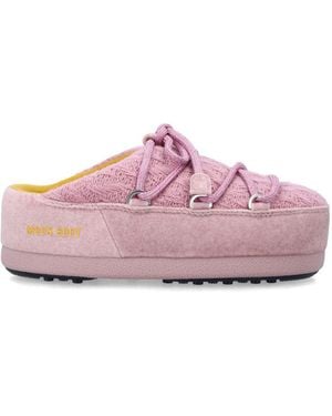 Moon Boot Round-Toe Knitted Mules - Pink