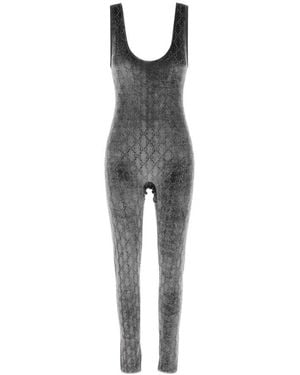Gucci Logo Scoop Neck Jumpsuit - Gray