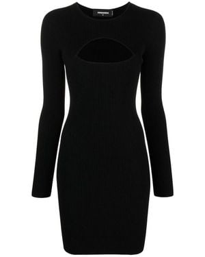 DSquared² Knitted Round Neck Mini Dress - Black