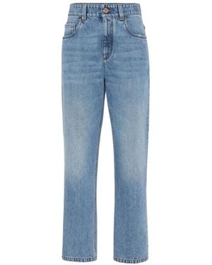 Brunello Cucinelli Straight High Rise Jeans - Blue