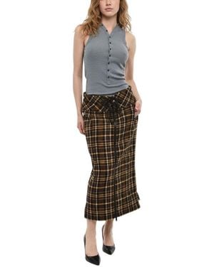 DSquared² Plaid Midi Skirt - Brown