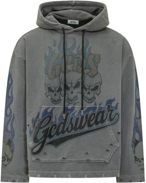 Gcds Graphic Hood Sweatshirt - Gray