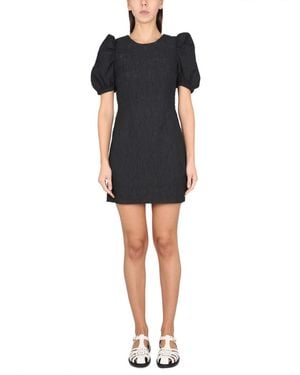 Baum und Pferdgarten Textured Round Neck Mini Dress - Black