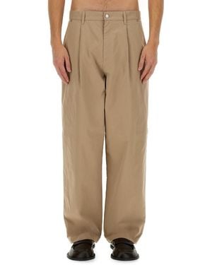 Moschino Loose Solid Pants - Natural