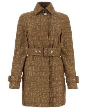 Versace Embroidered Polyester Blend Trench Coatã¢ - Natural