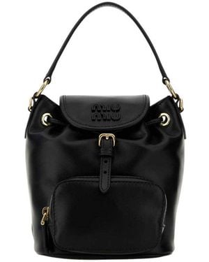 Miu Miu Logo Mini Backpack - Black