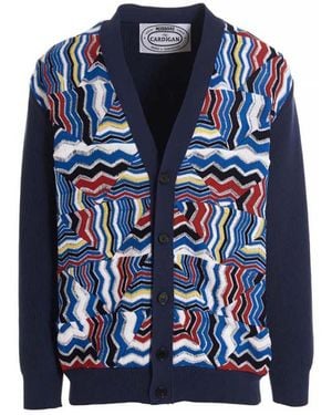 Missoni Zigzag Pattern Cotton Cardigan - Blue