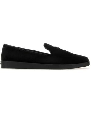 Prada Velvet Slip Ons Loafers - Black