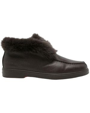 Santoni Leather Slip-On Trainers - Black