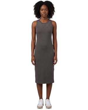 EA7 Embellished Round Neck Midi Dress - Gray