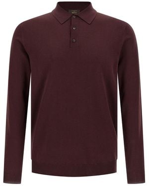 Zanone Solid Wool Polo Shirt - Red