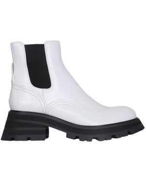 McQueen Leather Boots - White