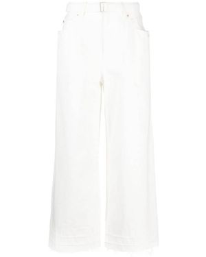 Sacai Belted Flared Cropped Jeans - White