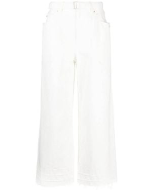 Sacai Belted Flared Cropped Jeans - White