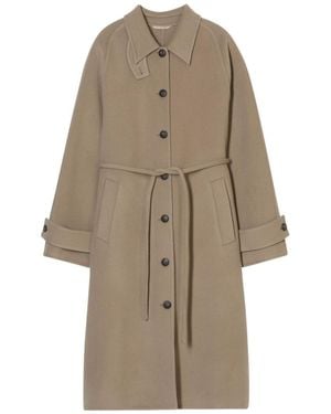 Closed Wool Belted Coat - Natural