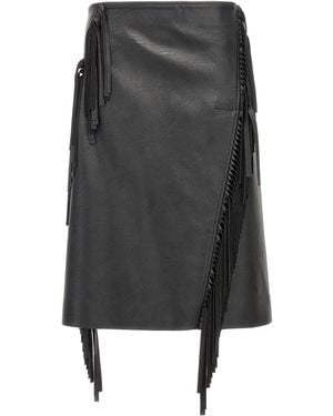 Stella McCartney Fringed Alter Mat Skirt With Side Closure - Gray