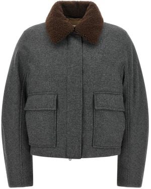 Brunello Cucinelli Solid Shirt Collar Jacket - Gray