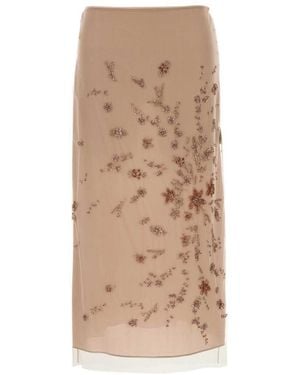 Fendi Antiqued Tulle Skirt - Natural