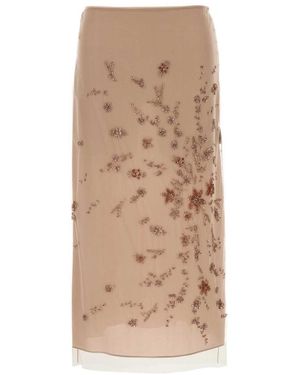 Fendi Embroidered Tulle Skirt - Natural