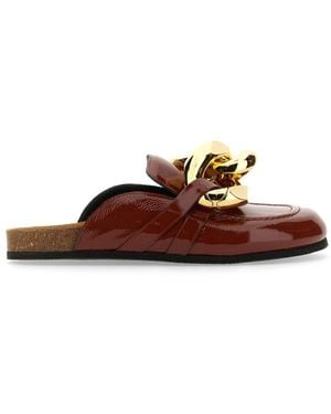 JW Anderson Leather Chain Mules - Brown