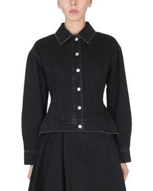 McQueen Solid Shirt Collar Jacket - Black