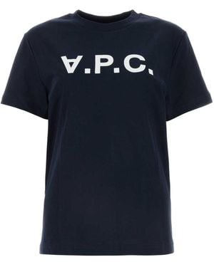 A.P.C. Logo-Embroidered T-Shirt - Blue