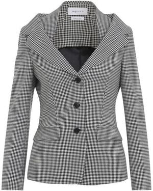 McQueen Gingham Notched Lapel Blazer - Grey
