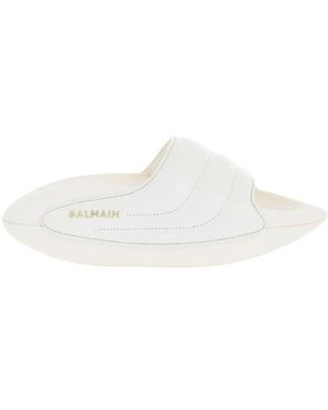 Balmain Quilted Sandals - White