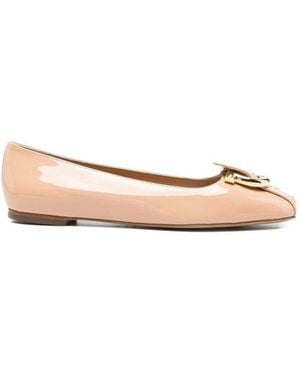 Ferragamo Leather Ballet Flats - Natural