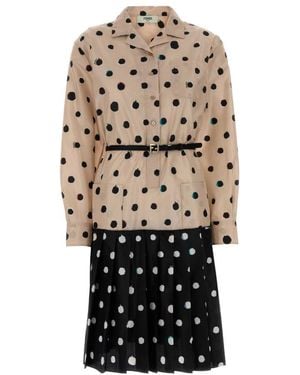 Fendi Printed Silk Dress - White