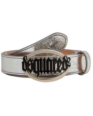 DSquared² Logo Solid Formal Belt - Metallic