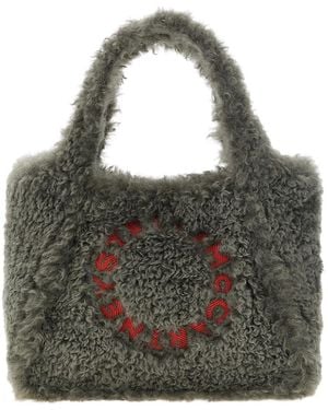 Stella McCartney Shearling Logo Large Tote - Grey