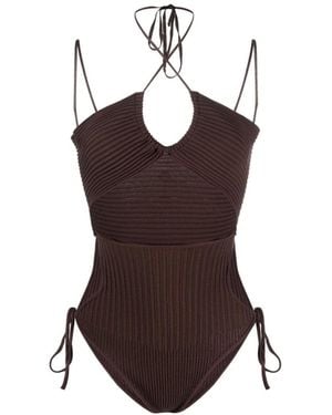 ANDREADAMO Cut-Out Knitted Bodysuit - Brown