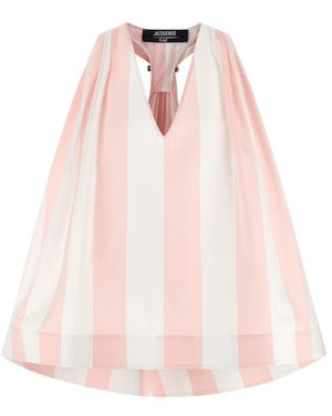Jacquemus Stripes V Neck Top - Pink