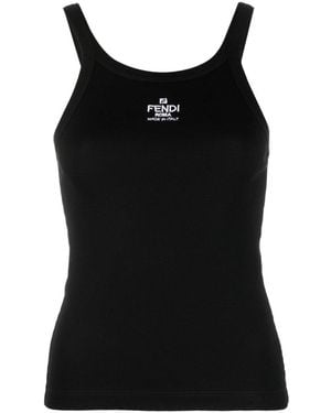 Fendi Logo Cotton Top - Black