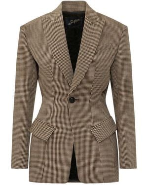 The Seafarer Houndstooth Notched Lapel Blazer - Brown