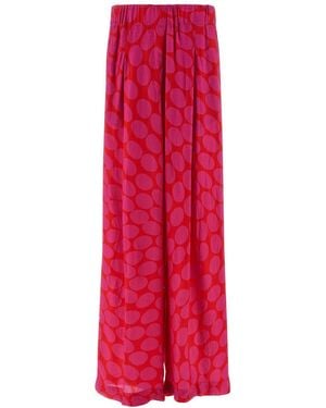 Dries Van Noten Fuchsia Loose Pleated Trousers - Red