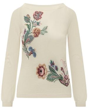 Etro Floral Boat Neck Top - White