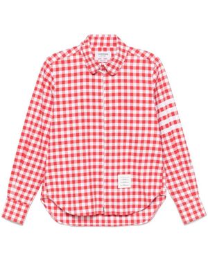 Thom Browne Gingham Check Long-Sleeve Cotton Shirt - Red
