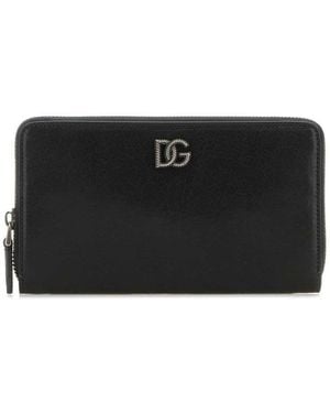 Dolce & Gabbana Logo Zip Around Solid Wallet - Black
