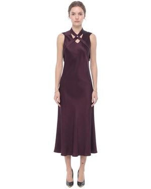 Off-White c/o Virgil Abloh Solid Mock Collar Midi Dress - Purple