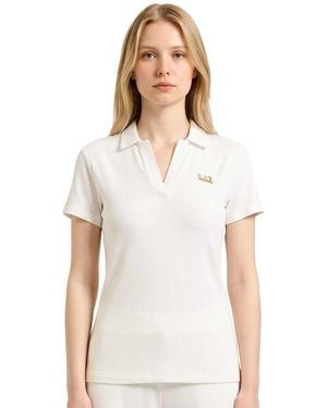 EA7 Logo Shirt Collar Polo - White