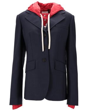 Miu Miu Solid Hood Jacket - Blue