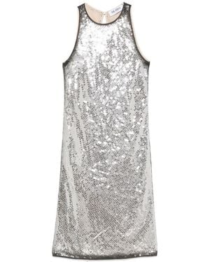 The Attico Sleeveless Mini Dress With Sequined Elegance - Gray