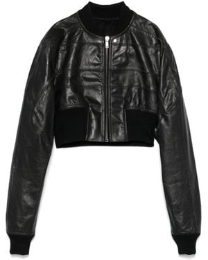 Rick Owens Leather Bomber Jacket - Black